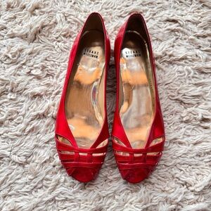 **New** Stuart Weitzman Red Flats with Elegant Cut-Out Design